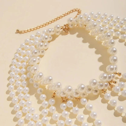Glam Pearl Body Chain Necklace